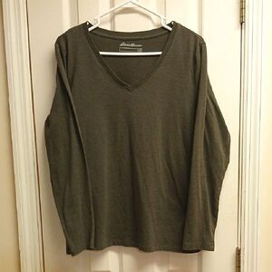 ❄️Eddie Bauer Womens Gray V-Neck Sweater XL